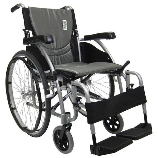 Karman Healthcare Karman Healthcare S-Ergo115F20SS S-Ergo 115 20 in. seat Ultra Lightweight Ergonomic Wheelchair with Swing Away Footrest in Silver S-Ergo115F20SS